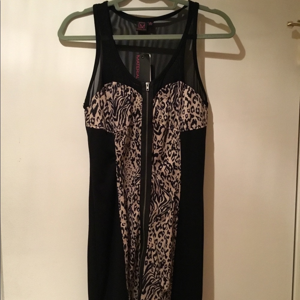 Black and cheetah tight dress
